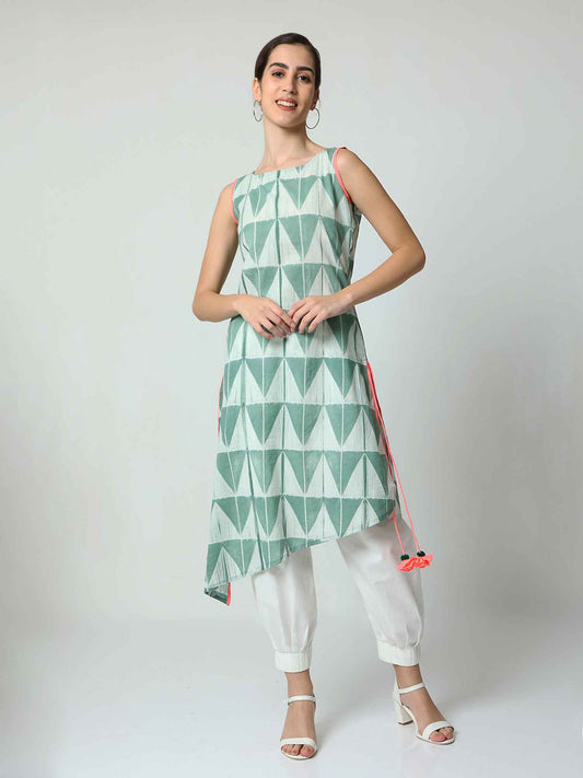 'Zinnia' Hand-dyed Shibori Pure Cotton Tunic with Slits