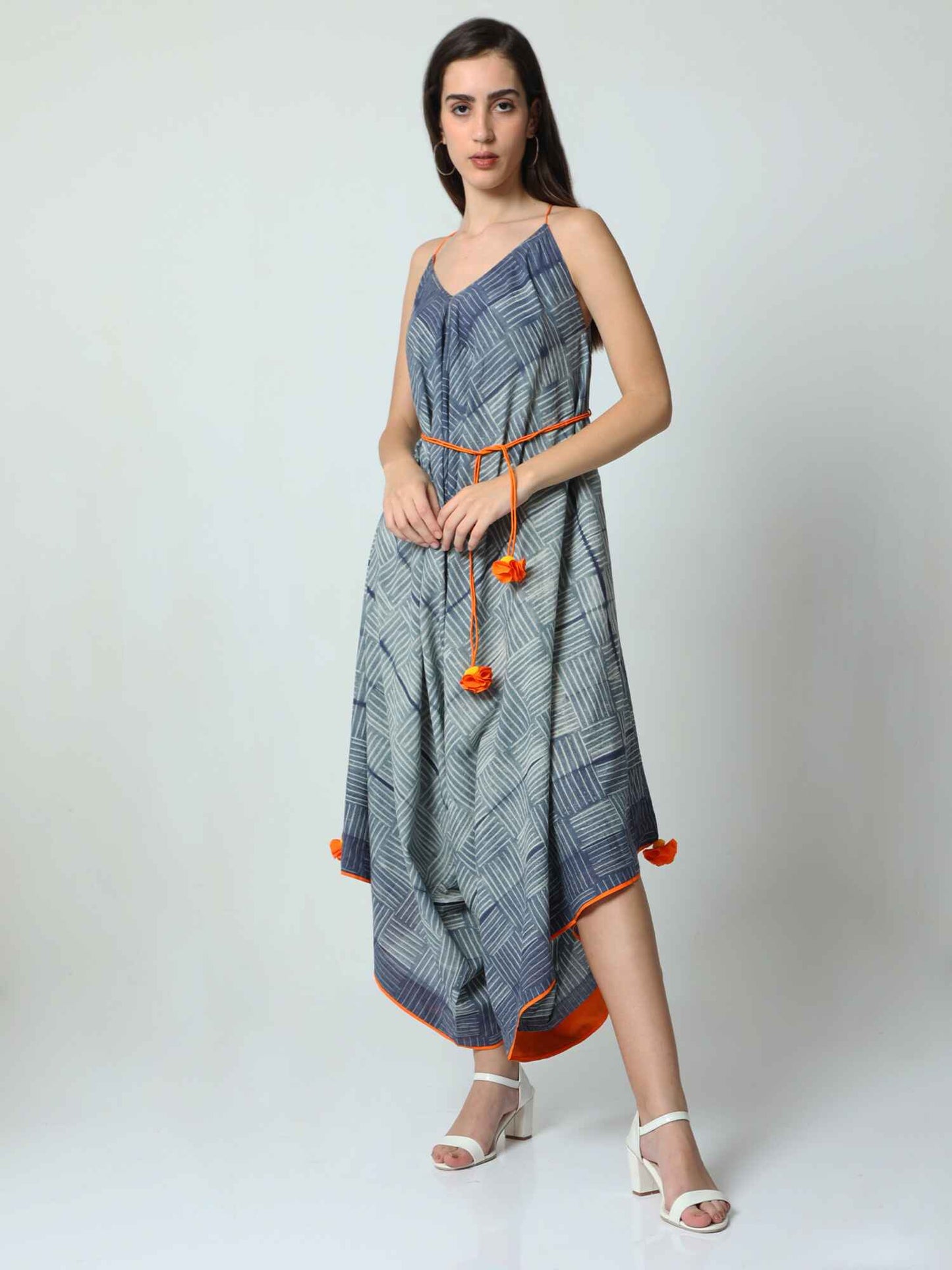'Myra' Hand-dyed Shibori Pure Cotton Jumpsuit