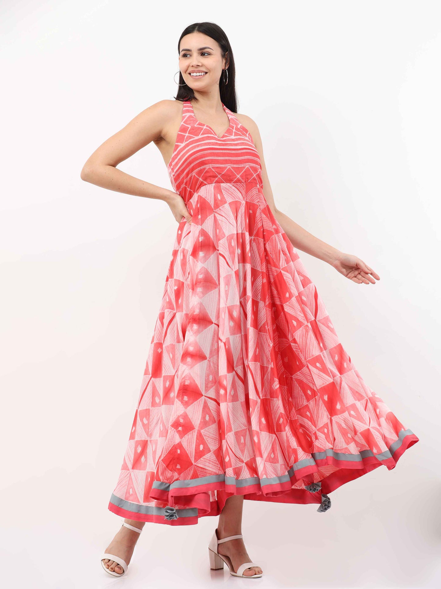 'Amyra' Hand-dyed Shibori Vegan Silk Halter Dress