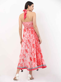 'Amyra' Hand-dyed Shibori Vegan Silk Halter Dress