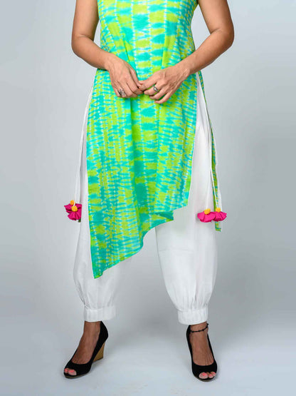 'Green Goddess' Hand-dyed Shibori Pure Cotton Tunic
