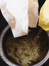 'Daisy' Hand-dyed Shibori Pure Cotton Denim Overlay (Spicy mango)