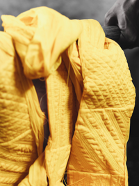 'Daisy' Hand-dyed Shibori Pure Cotton Denim Overlay (Spicy mango)