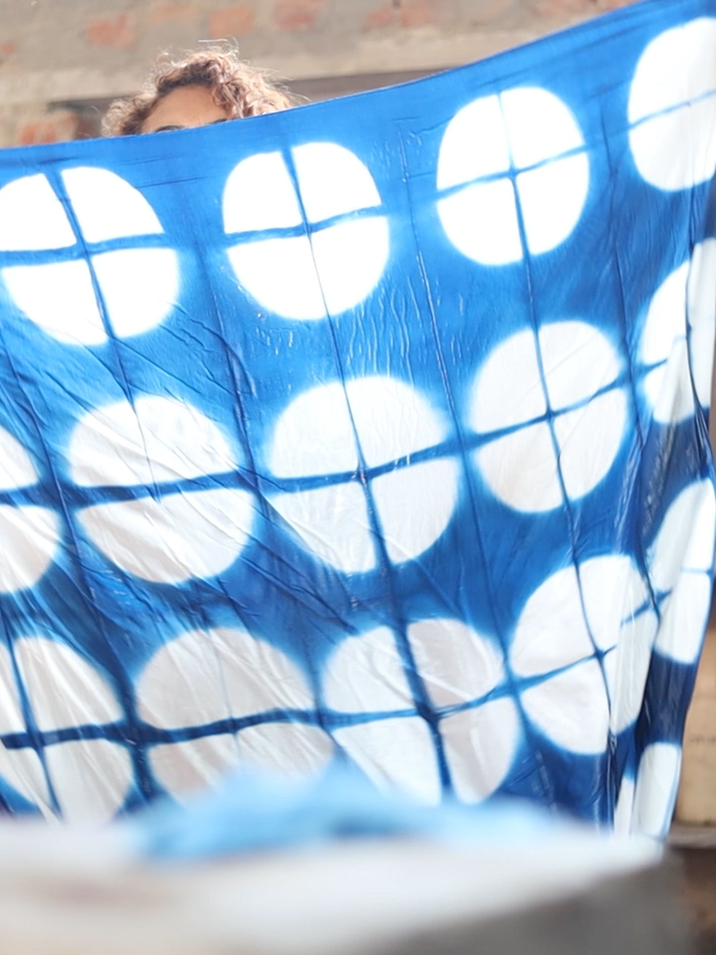 'Ria' Hand-dyed Shibori Vegan Silk Top with Butterly Sleeves