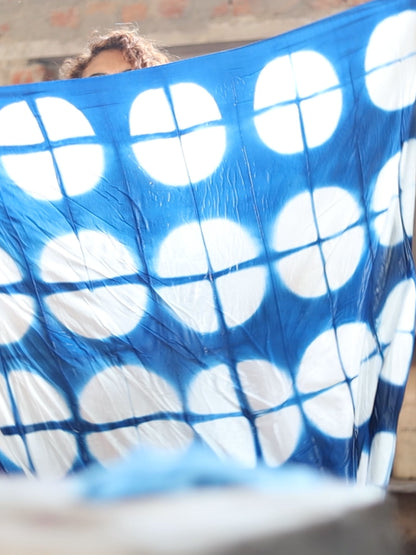 'Ria' Hand-dyed Shibori Vegan Silk Top with Butterly Sleeves