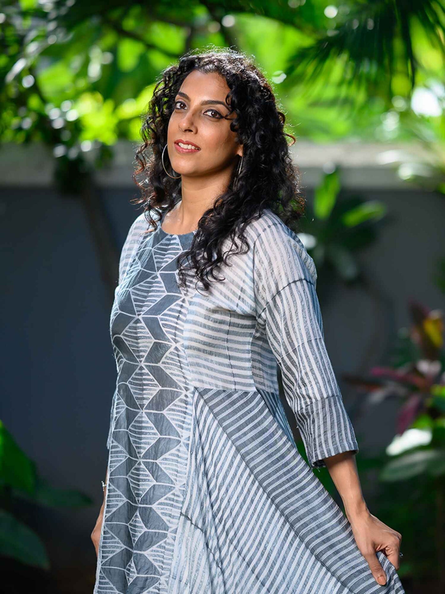 'Onyx'  Hand-dyed Shibori Vegan Silk Tunic