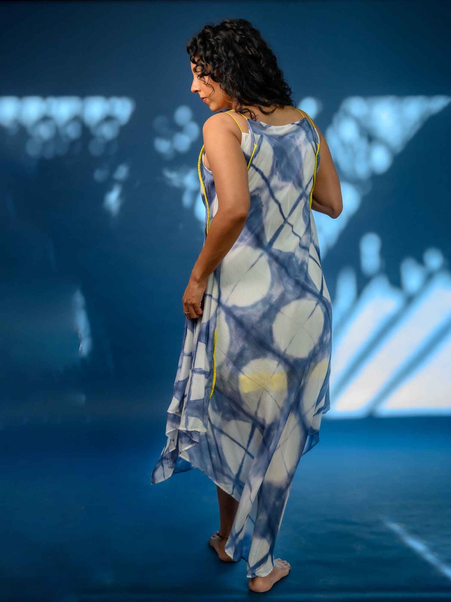'Neelam' Hand-dyed Shibori Vegan Silk Dress