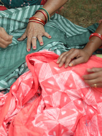 'Vaani' Hand-dyed Shibori Vegan Silk Top with Butterfly Sleeves
