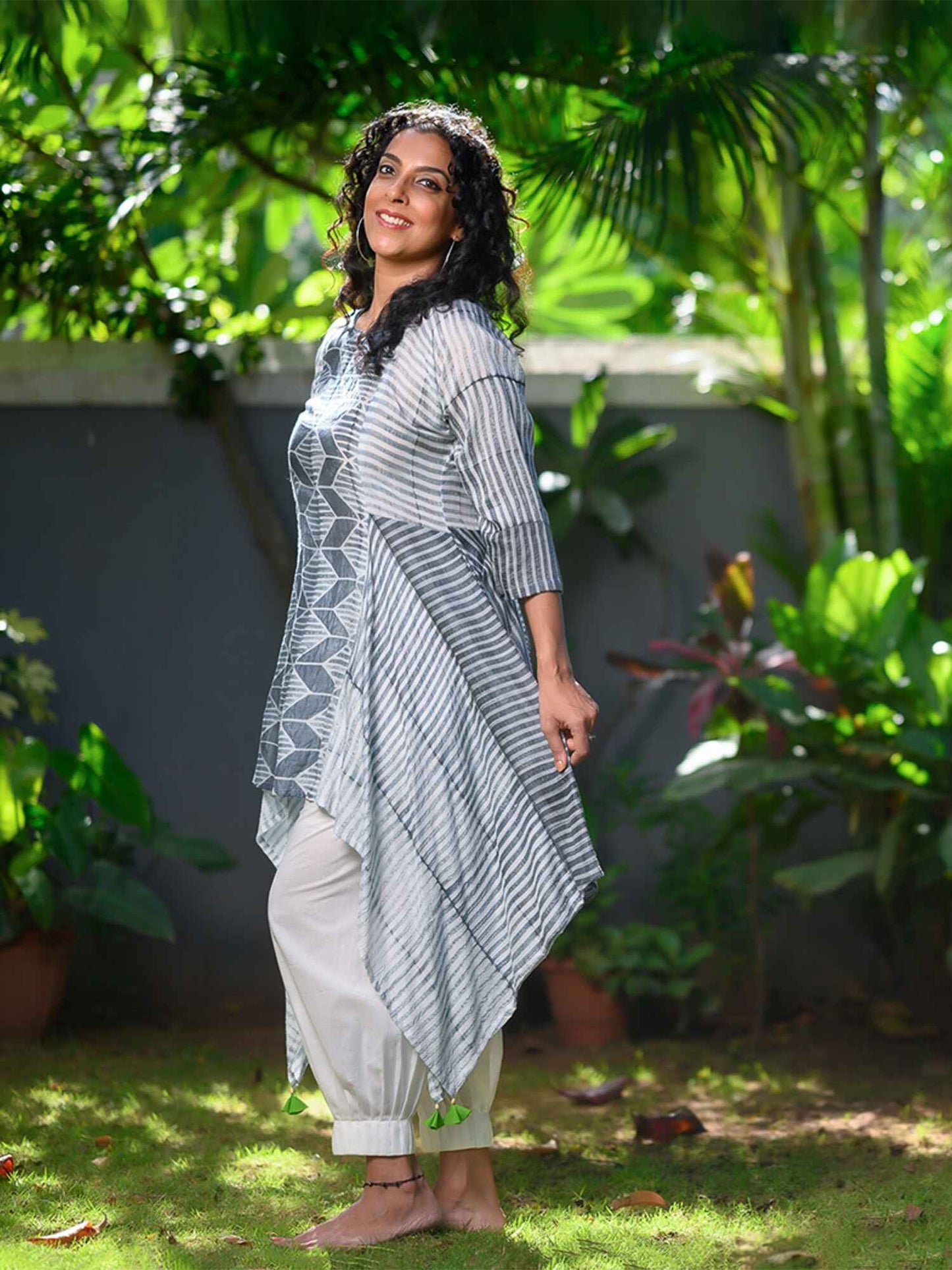 'Onyx'  Hand-dyed Shibori Vegan Silk Tunic