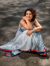 'Sophie' Criss-cross Neck Hand-dyed Shibori Vegan Silk Dress