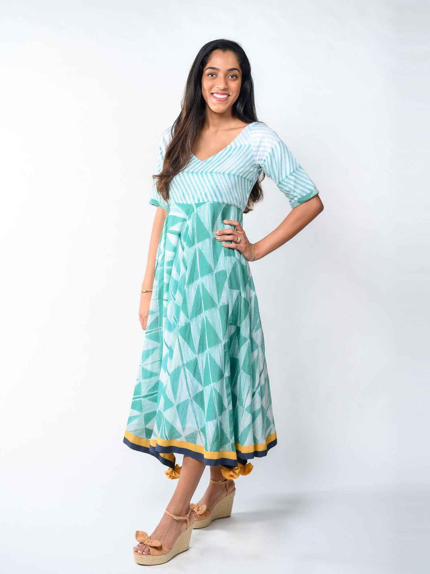 'Azure' Hand-dyed Shibori Vegan Silk Dress
