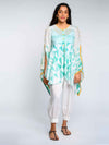 'Sameera' Hand-dyed Shibori Vegan Silk Top with Butterly Sleeves