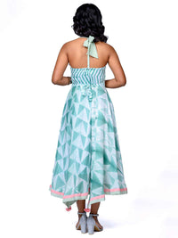 'Kiara' Hand-dyed Shibori Vegan Silk Halter Dress