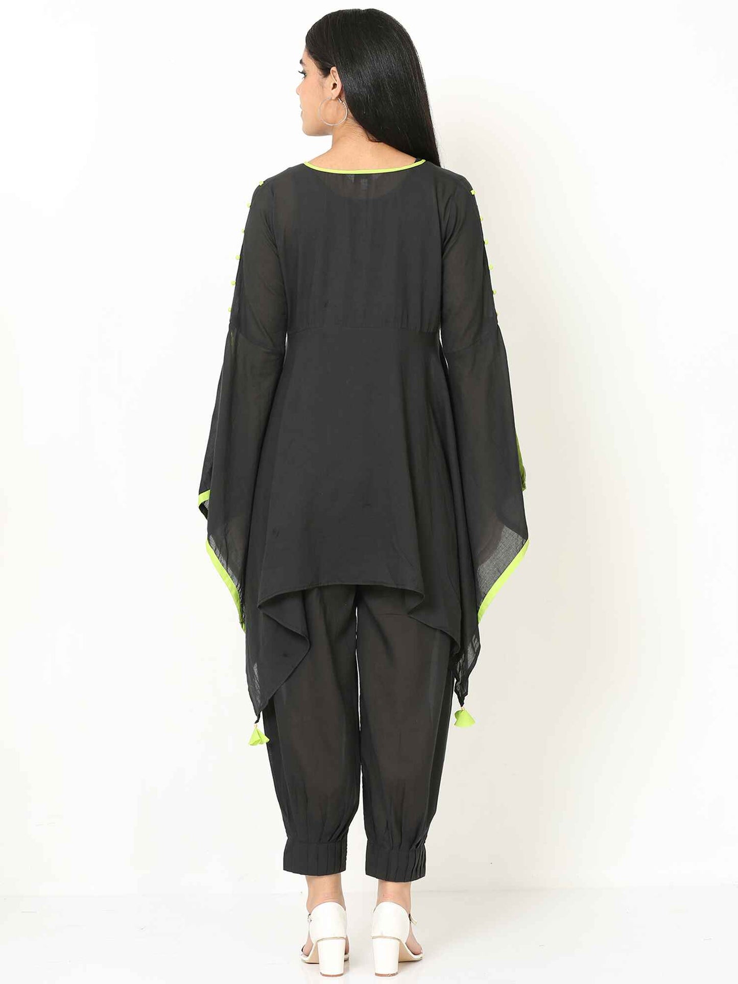'Midnight Rose' Pure Cotton Top with Butterfly Sleeves