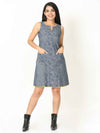 'Faith' Hand Block-printed Pure Cotton Denim Dress