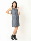 'Faith' Hand Block-printed Pure Cotton Denim Dress