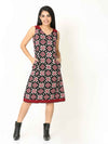'Rhea' Handwoven Double Ikat Pure Cotton Dress (Red)