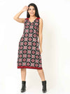 'Rhea' Handwoven Double Ikat Pure Cotton Dress (Red)