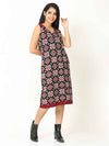 'Rhea' Handwoven Double Ikat Pure Cotton Dress (Red)