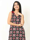 'Rhea' Handwoven Double Ikat Pure Cotton Dress (Red)