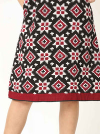 'Rhea' Handwoven Double Ikat Pure Cotton Dress (Red)