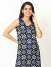 'Rhea' Handwoven Double Ikat Pure Cotton Dress (Blue)