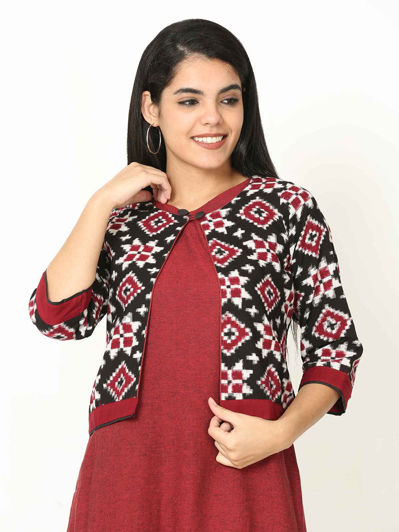 'Amala' Handloom Double Ikat Pure Cotton Jacket