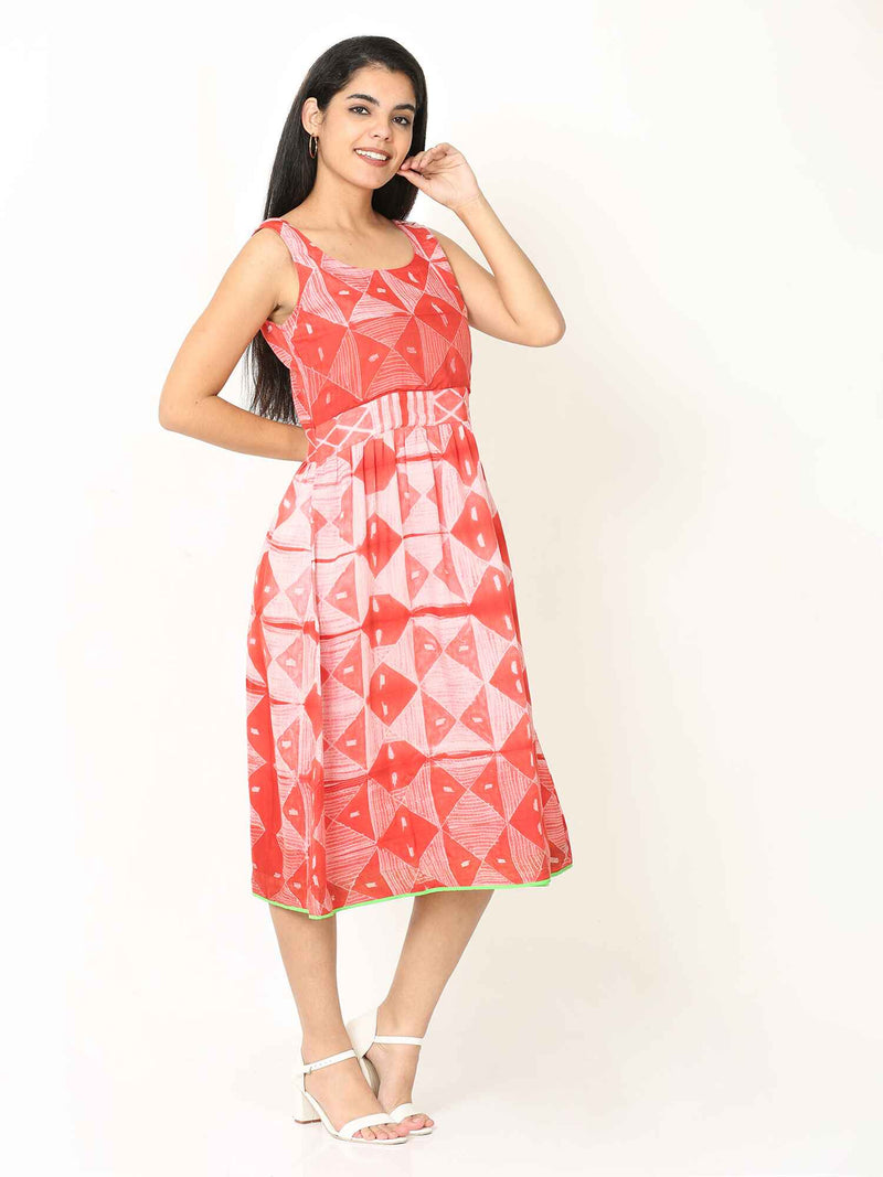 'Crimson' Hand-dyed Shibori Vegan Silk Back-knot Dress