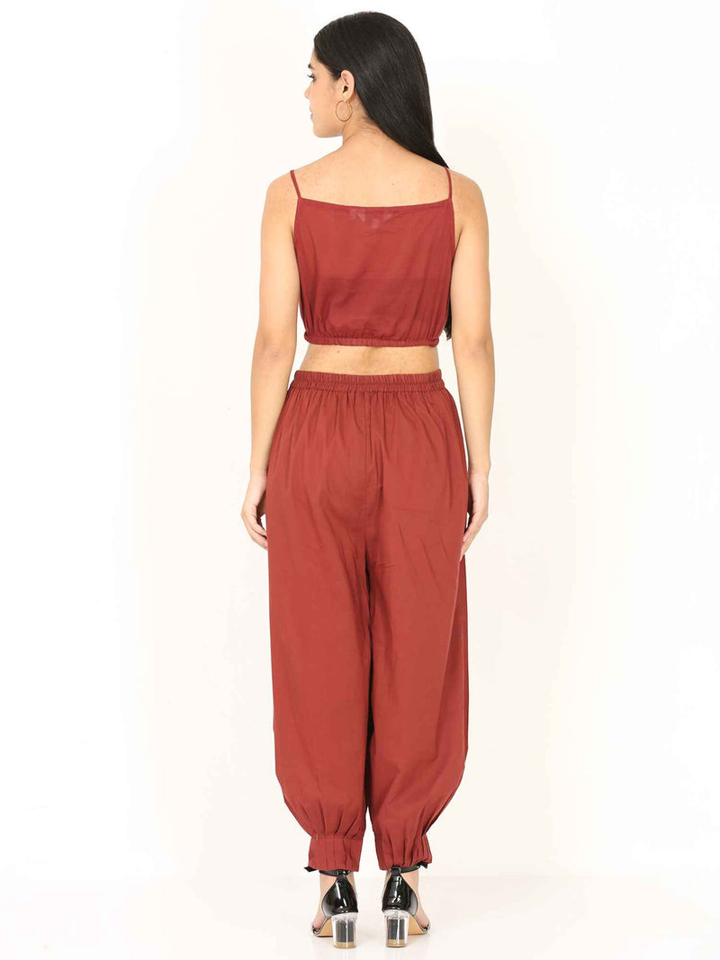 'Maya' Maroon Pure Cotton Aladdin Pants