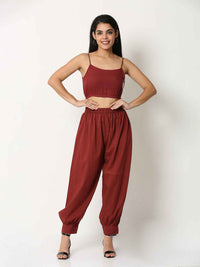 'Maya' Maroon Pure Cotton Aladdin Pants