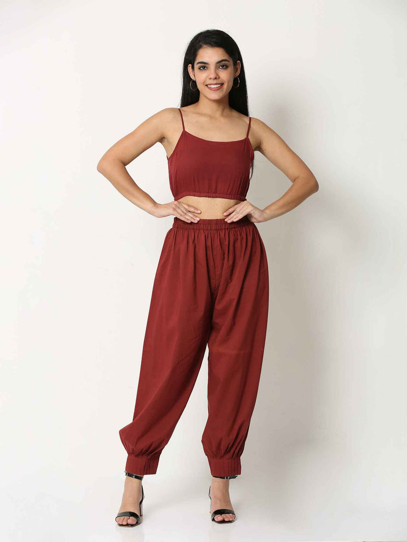 'Maya' Maroon Pure Cotton Aladdin Pants