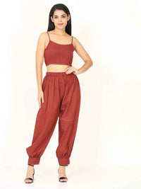 'Maya' Maroon Pure Cotton Aladdin Pants