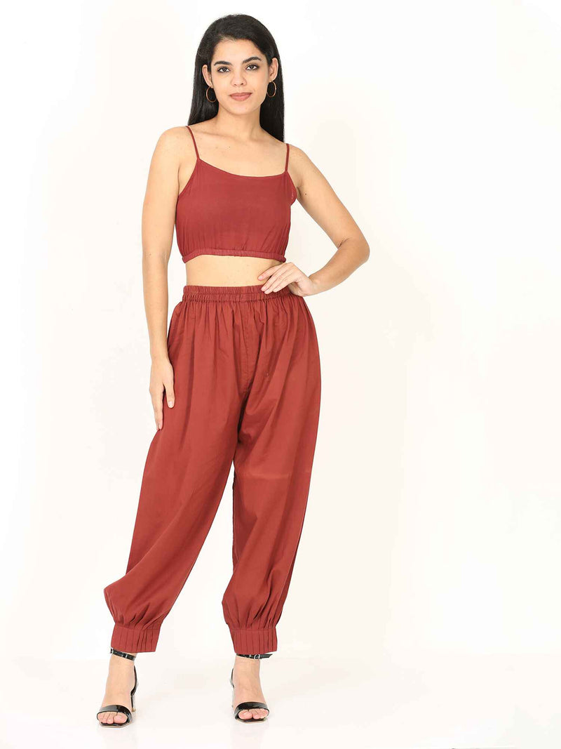 'Maya' Maroon Pure Cotton Aladdin Pants