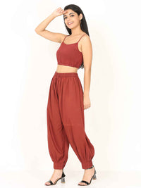 'Maya' Maroon Pure Cotton Aladdin Pants