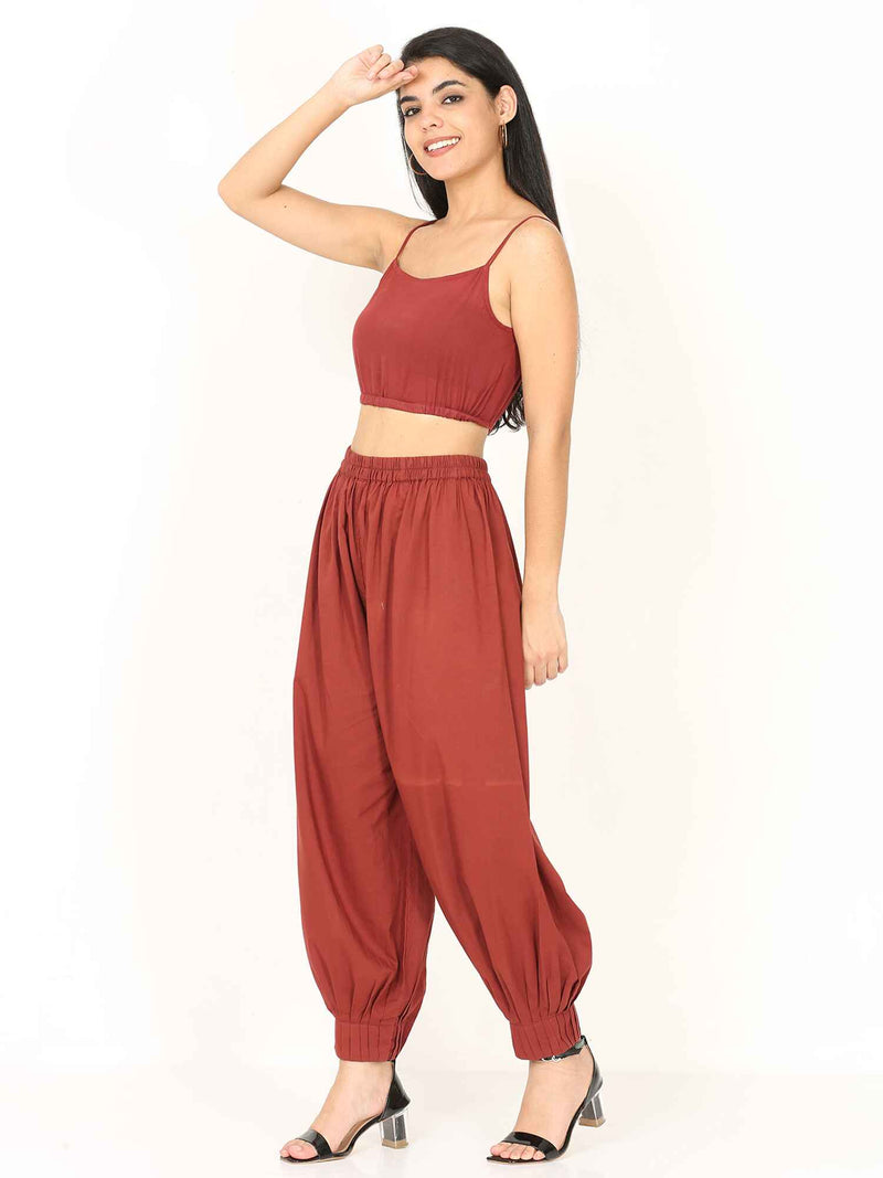 'Maya' Maroon Pure Cotton Aladdin Pants