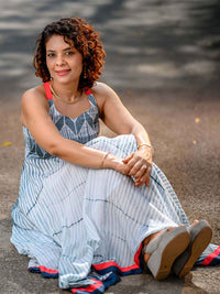 'Sophie' Criss-cross Neck Hand-dyed Shibori Vegan Silk Dress