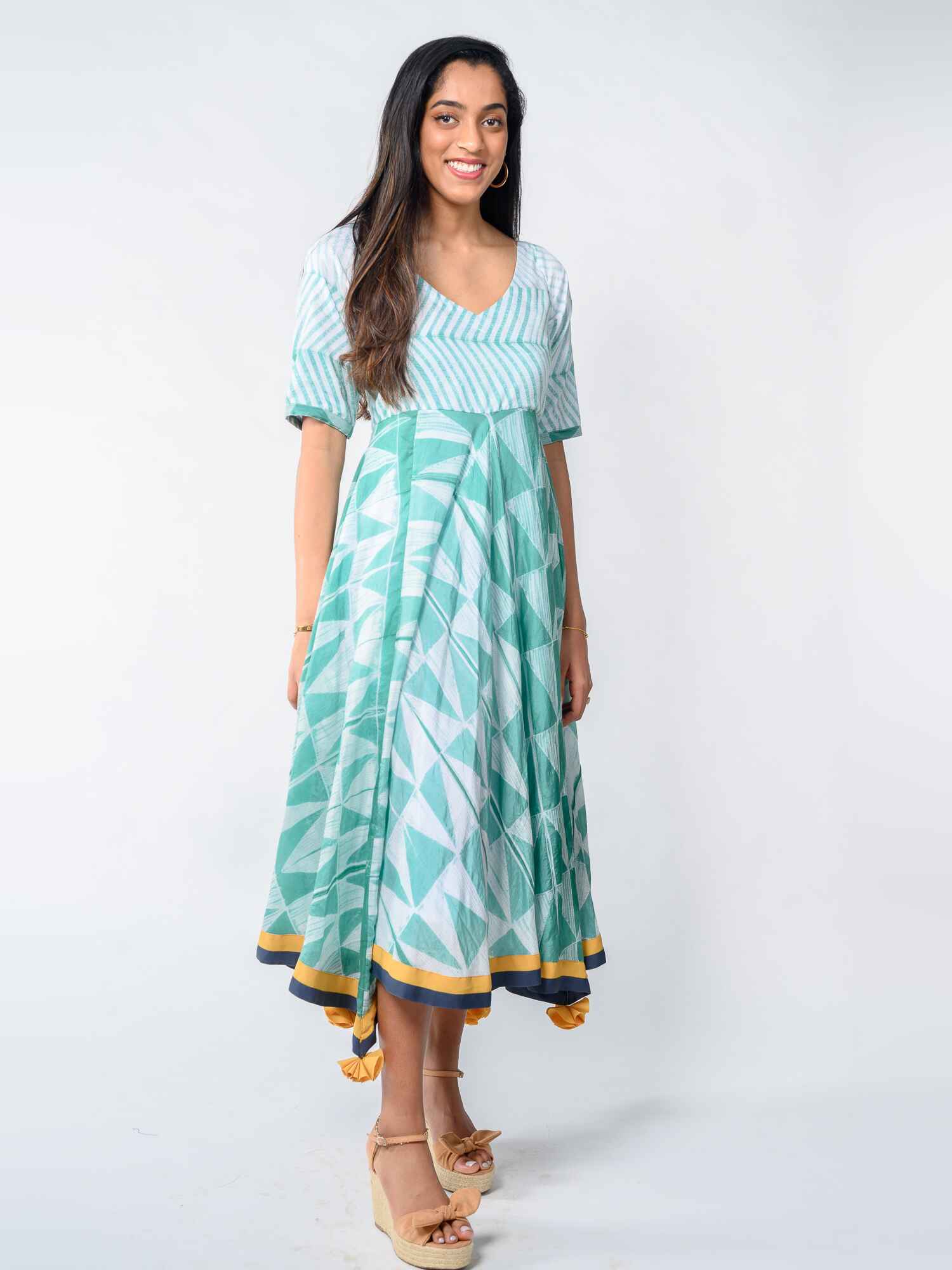 'Azure' Hand-dyed Shibori Vegan Silk Dress