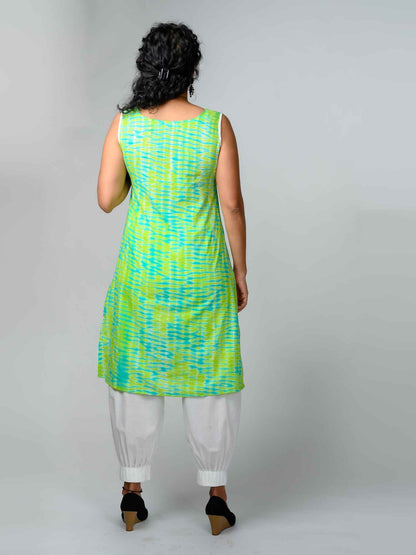 'Green Goddess' Hand-dyed Shibori Pure Cotton Tunic
