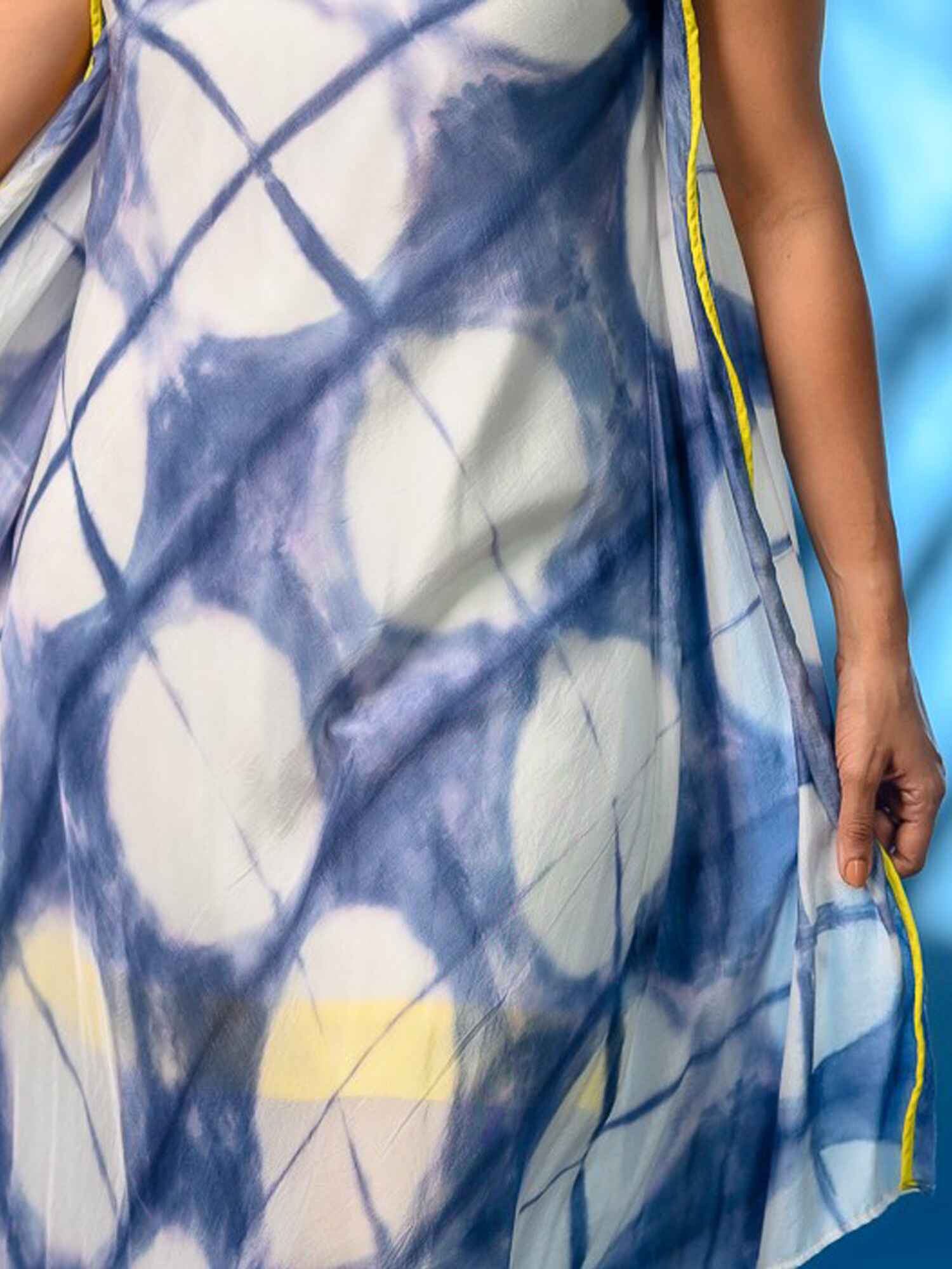 'Neelam' Hand-dyed Shibori Vegan Silk Dress