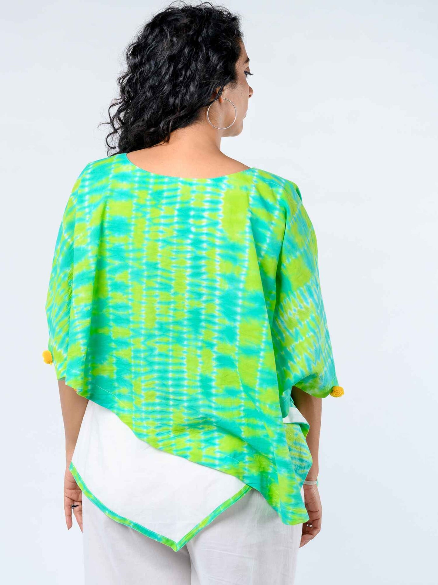 'Anastasia' Hand-dyed Shibori Pure Cotton Poncho Top