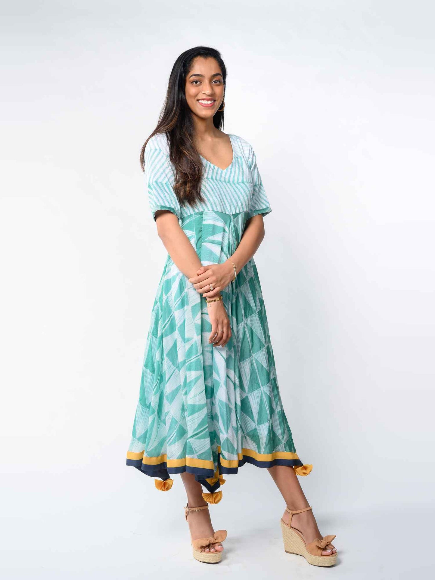 'Azure' Hand-dyed Shibori Vegan Silk Dress