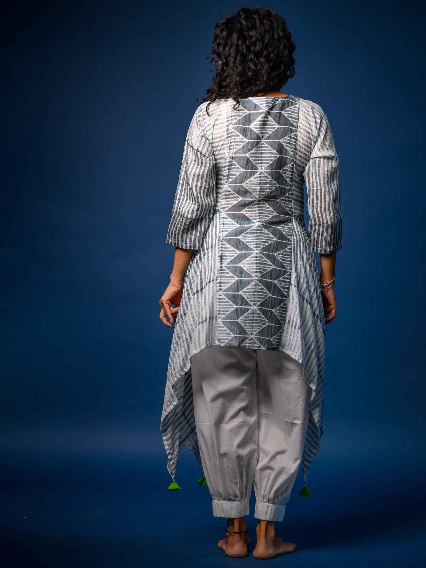 'Onyx'  Hand-dyed Shibori Vegan Silk Tunic