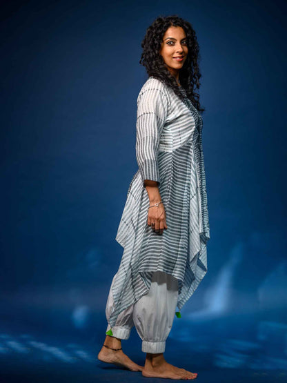 'Onyx'  Hand-dyed Shibori Vegan Silk Tunic