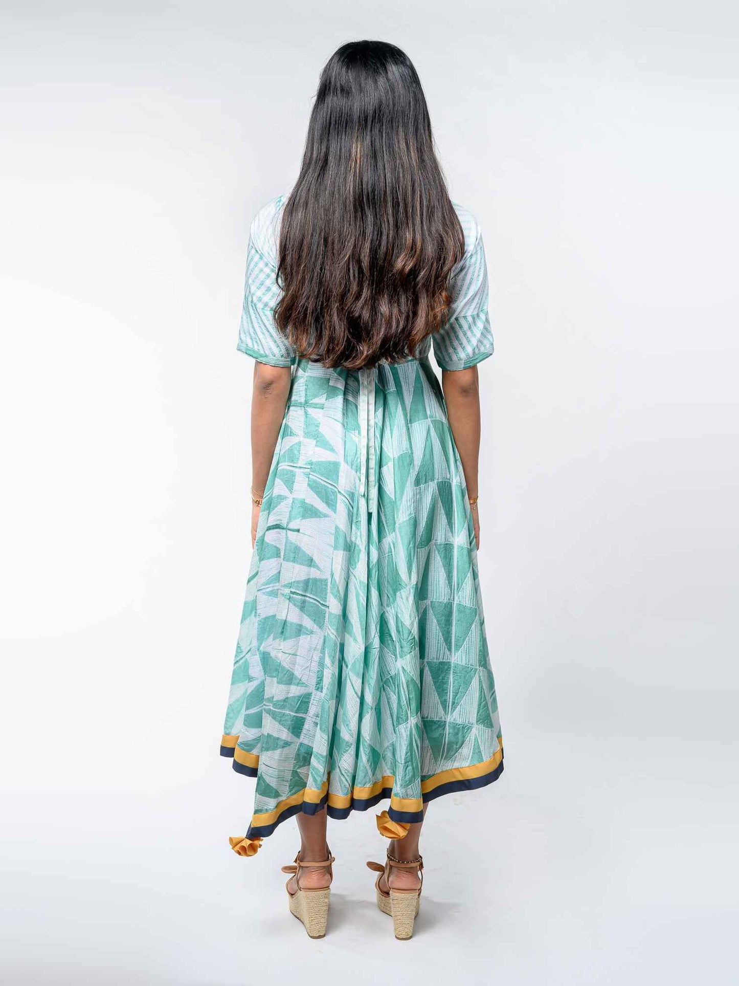 'Azure' Hand-dyed Shibori Vegan Silk Dress
