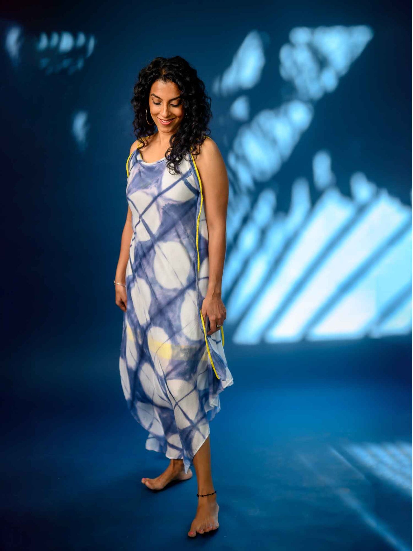 'Neelam' Hand-dyed Shibori Vegan Silk Dress