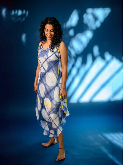 'Neelam' Hand-dyed Shibori Vegan Silk Dress