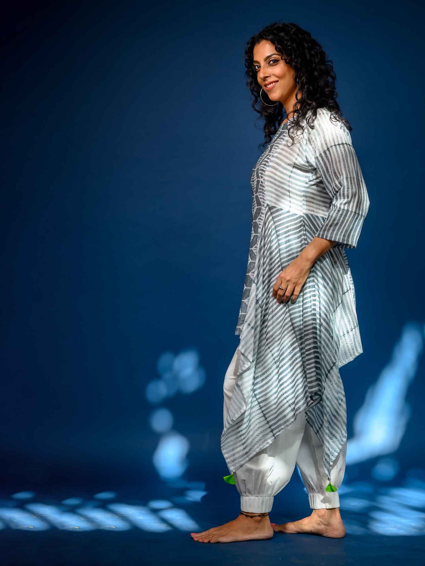 'Onyx'  Hand-dyed Shibori Vegan Silk Tunic