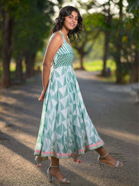 'Kiara' Hand-dyed Shibori Vegan Silk Halter Dress