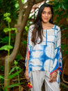 'Ria' Hand-dyed Shibori Vegan Silk Top with Butterly Sleeves