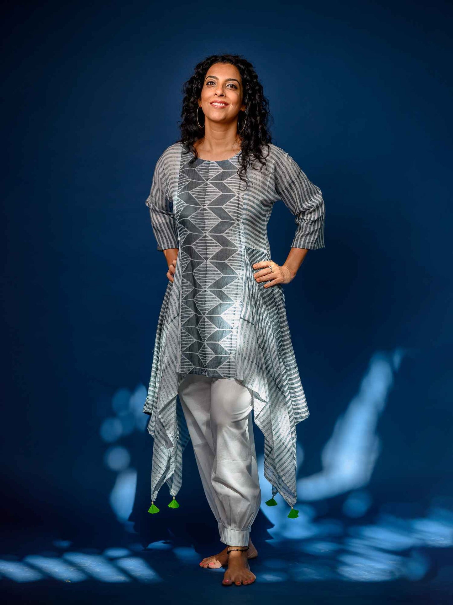 'Onyx'  Hand-dyed Shibori Vegan Silk Tunic